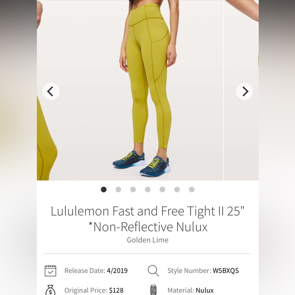 Lululemon Fast and Free Tight II 25" *Non-Reflective Nulux Side Pockets Sz 2 Run